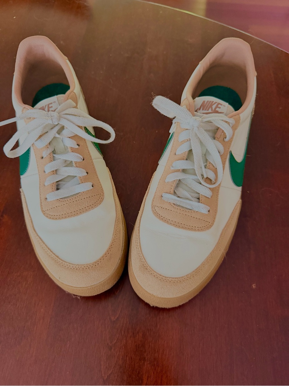 Nike Men’s White Sneakers with Tan and Green Accents